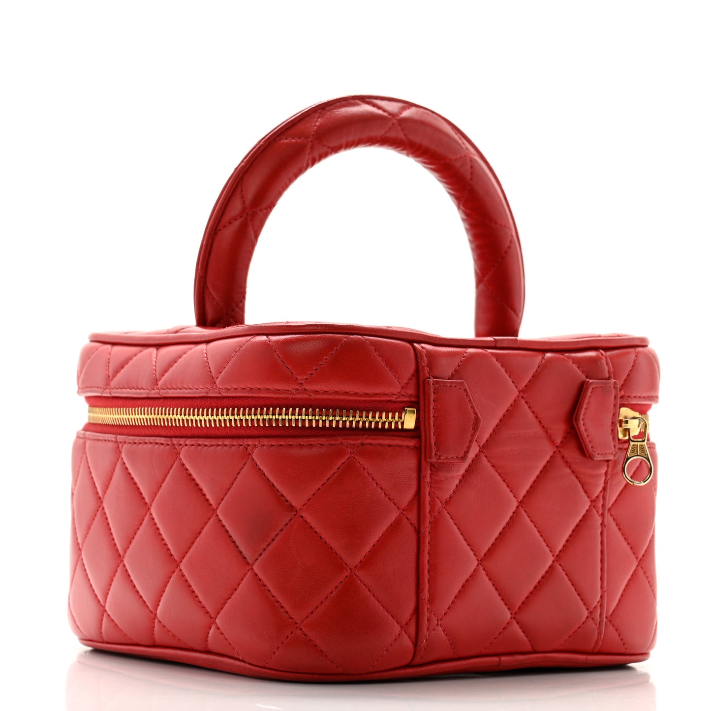 Lambskin Quilted Vanity Case Red