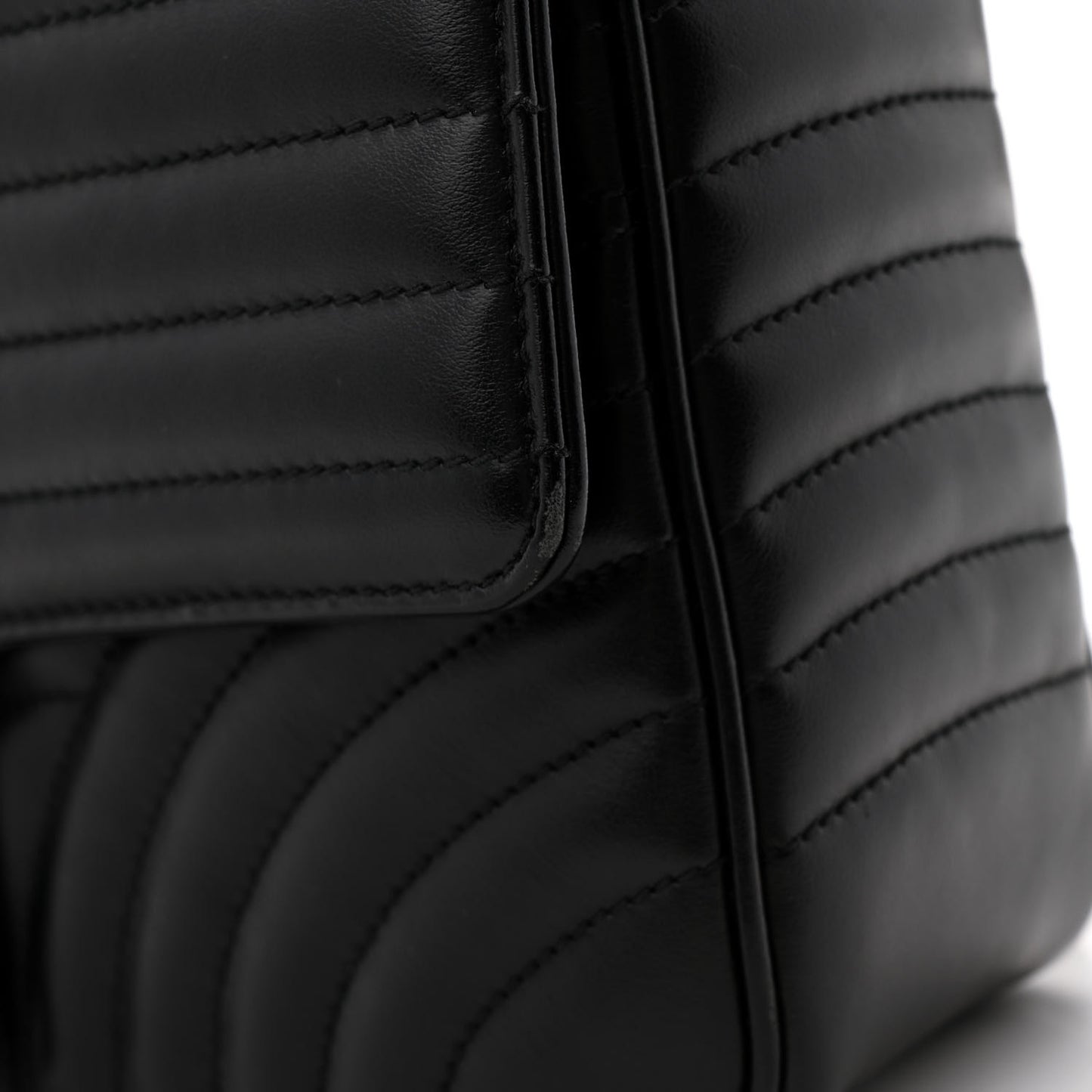 Soft Calfskin Impunture Diagramme Large Chain Flap Shoulder Bag Black