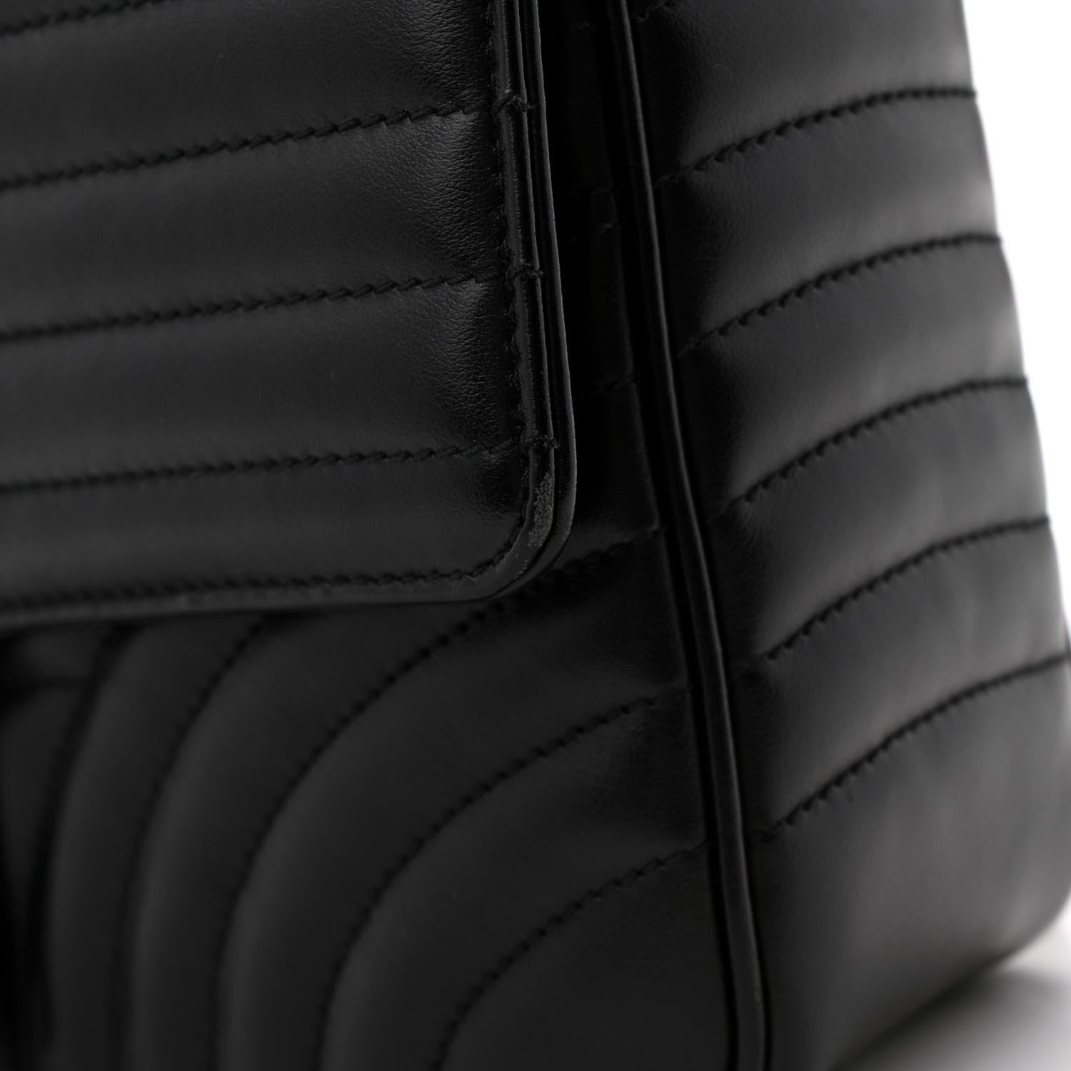 Prada Soft Calfskin Impunture Diagramme Large Chain Flap Shoulder Bag Black 12 of 12