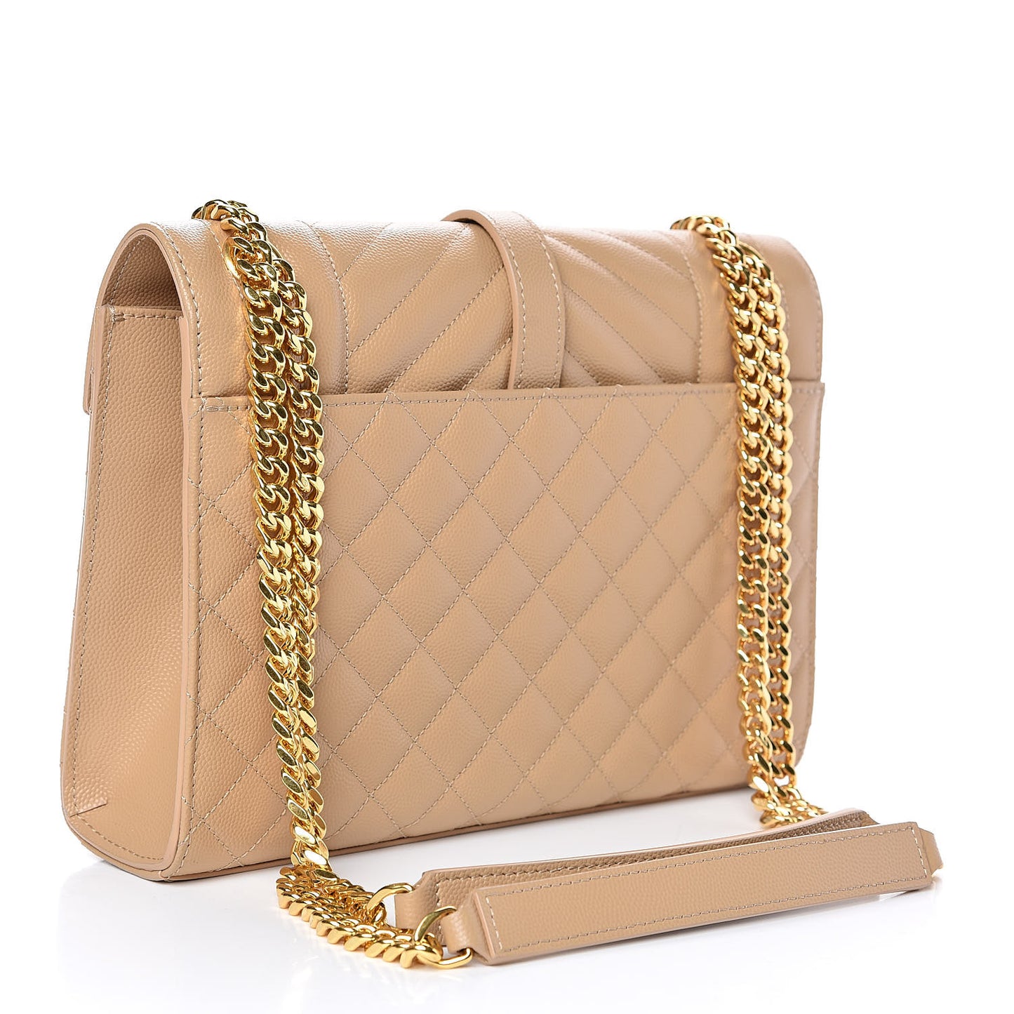 Grain De Poudre Textured Mixed Matelasse Medium Triquilt Monogram Satchel Dark Beige