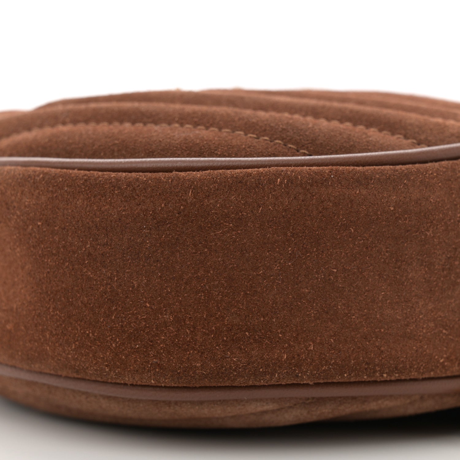 Saint Laurent Suede Calfskin Quilted Monogram Round Crossbody Bag Vintage Cork 9 of 9