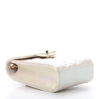 Chanel Iridescent Lambskin Quilted CC Phone Holder Ivory 4 of 12