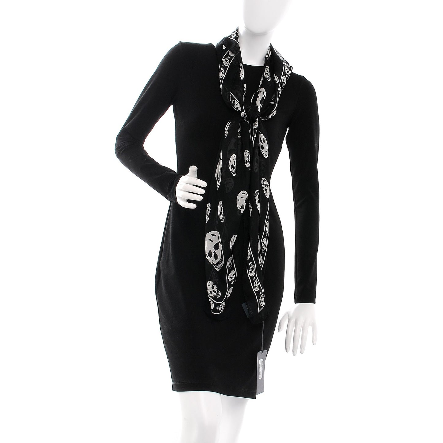 Silk Chiffon Skull Scarf Black Ivory