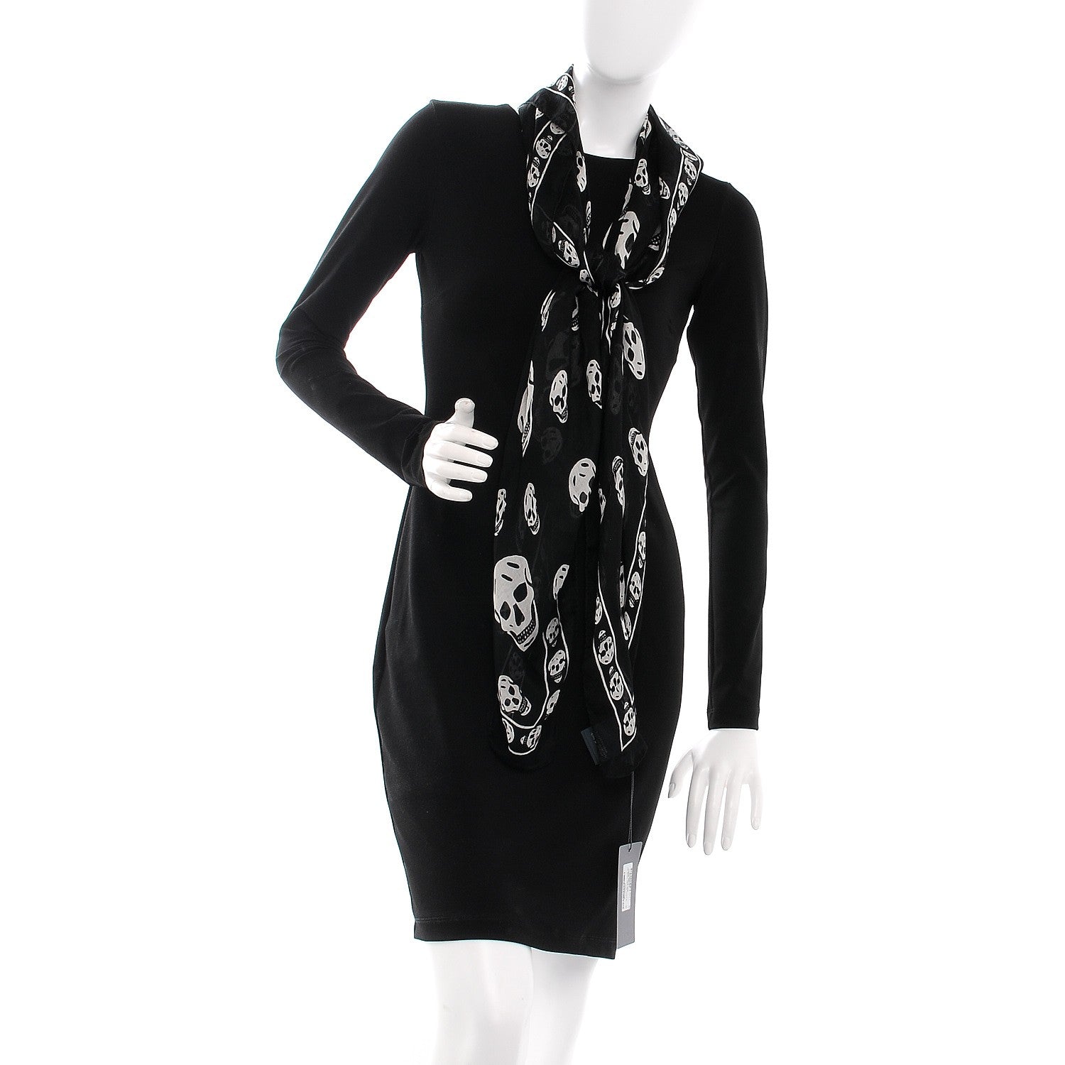 Alexander McQueen Silk Chiffon Skull Scarf Black Ivory 2 of 7