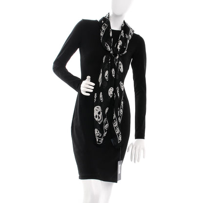 Alexander McQueen Silk Chiffon Skull Scarf Black Ivory 2 of 7