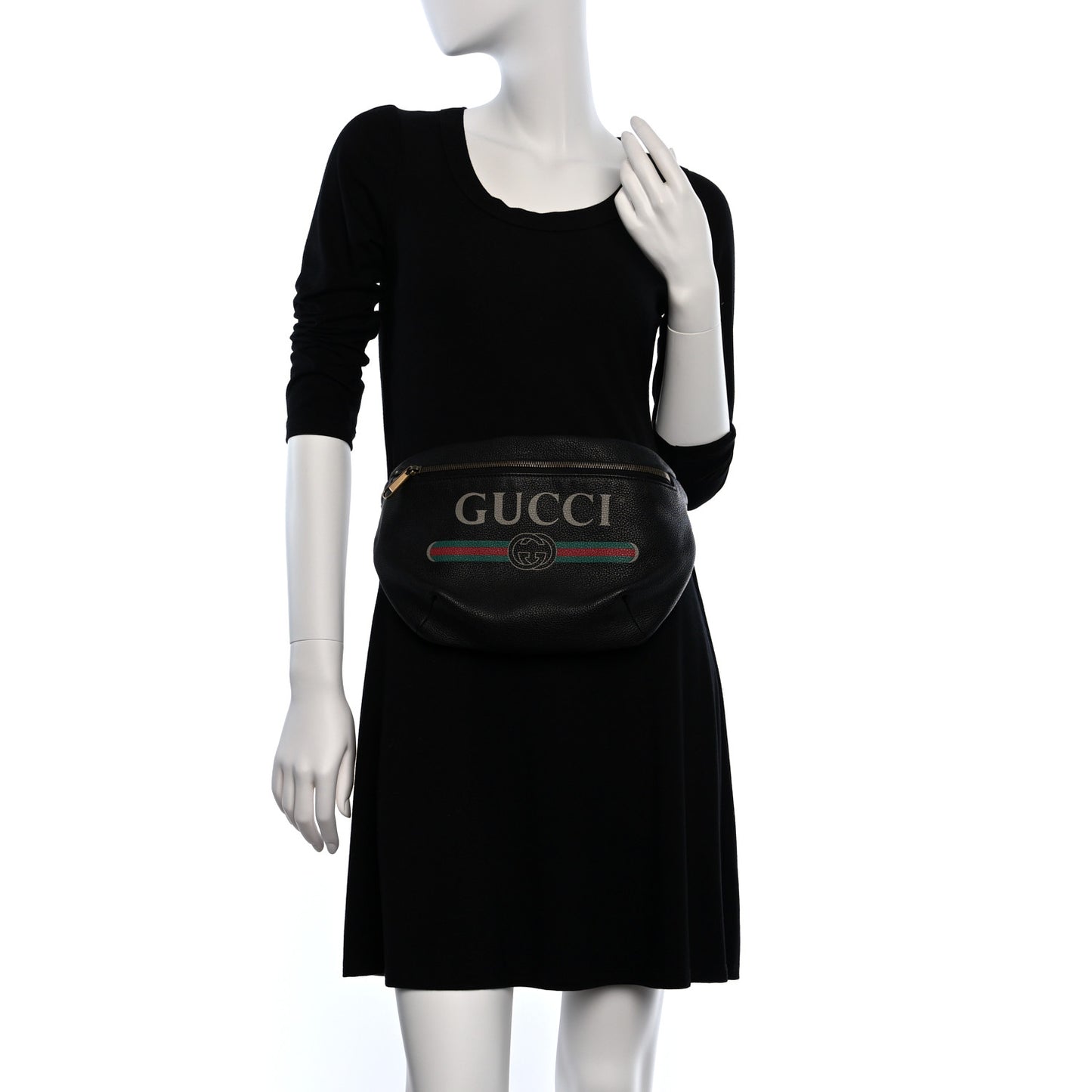 Grained Calfskin Logo Belt Bag Black