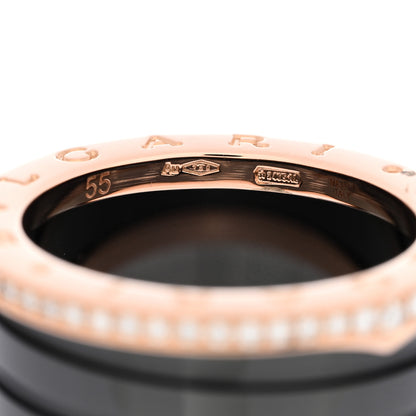 Bulgari 18K Rose Gold Black Ceramic Diamond B.Zero1 Four-Band Ring 55 7.25 5 of 6