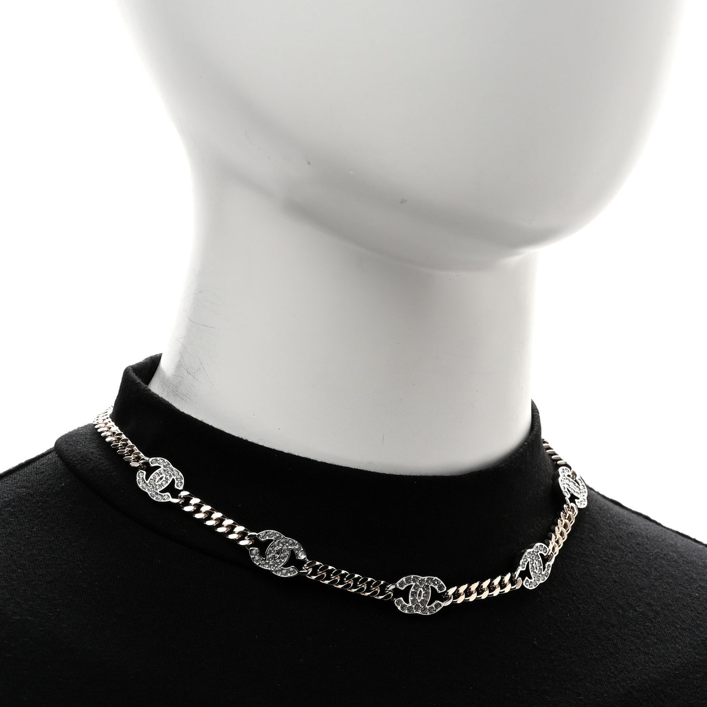 Crystal Chain Link CC Choker Gold Silver
