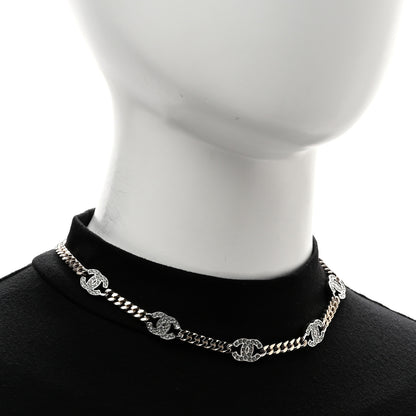Chanel Crystal Chain Link CC Choker Gold Silver 2 of 6