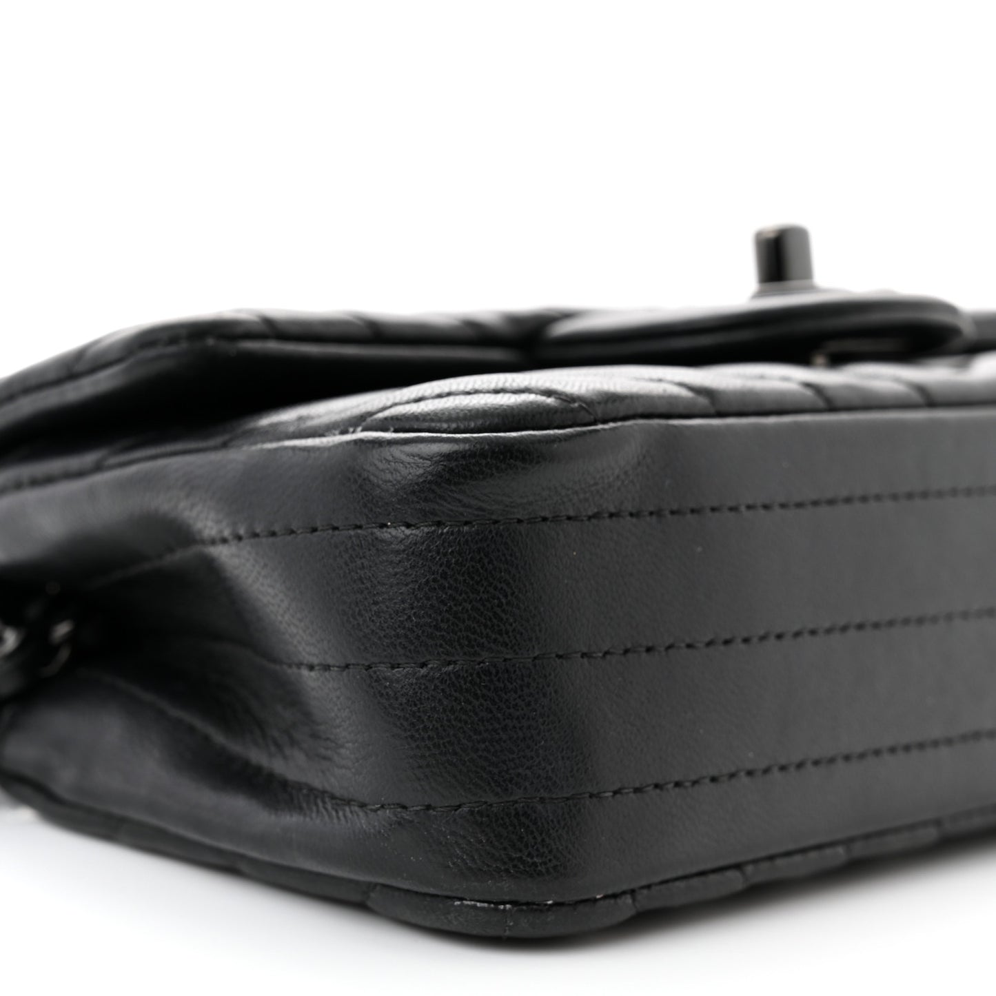 Lambskin Chevron Quilted Extra Mini Rectangular Flap So Black
