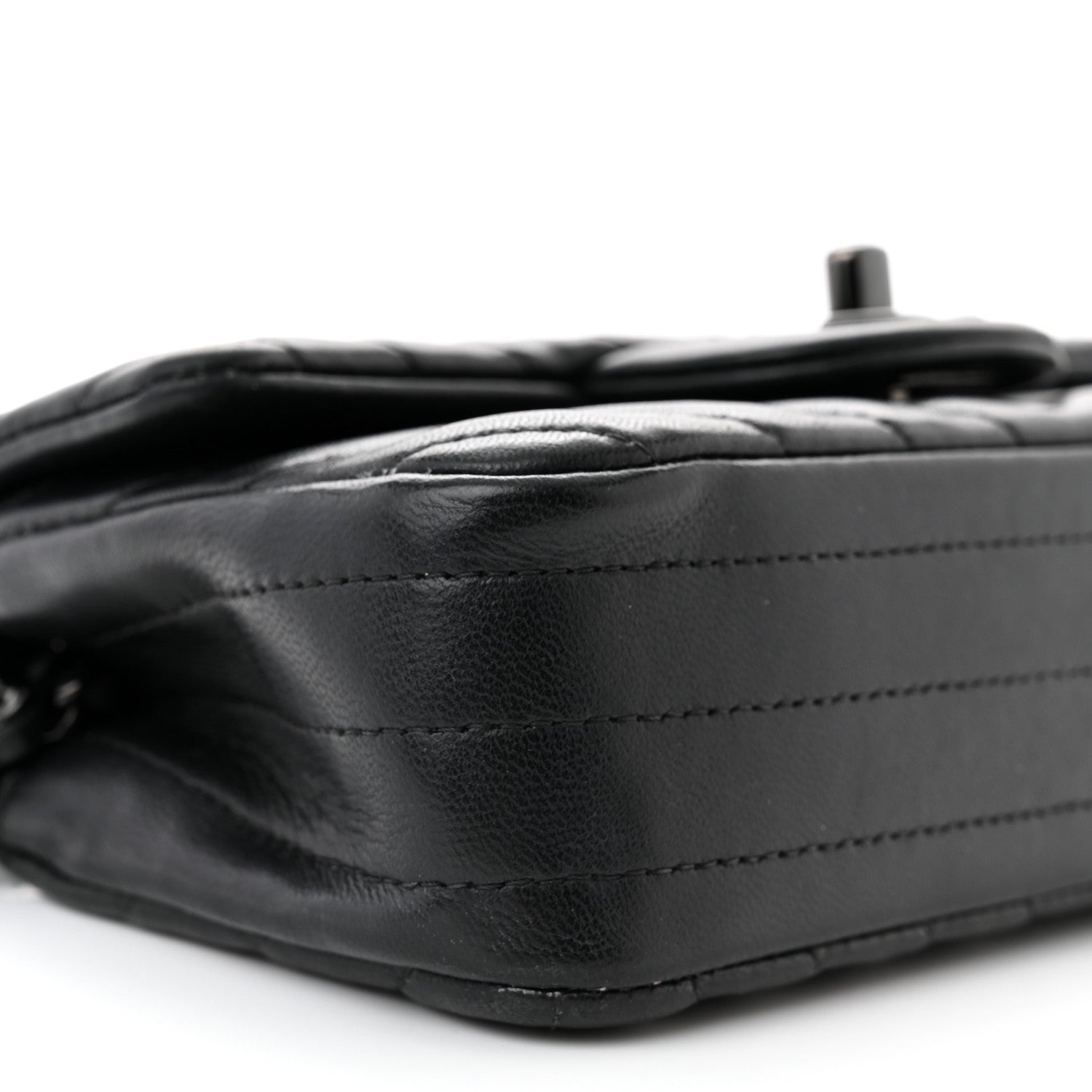 Chanel Lambskin Chevron Quilted Extra Mini Rectangular Flap So Black 9 of 10