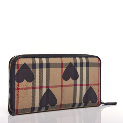 Burberry Haymarket Check Heart Print Zip Around Wallet Black 3 of 9