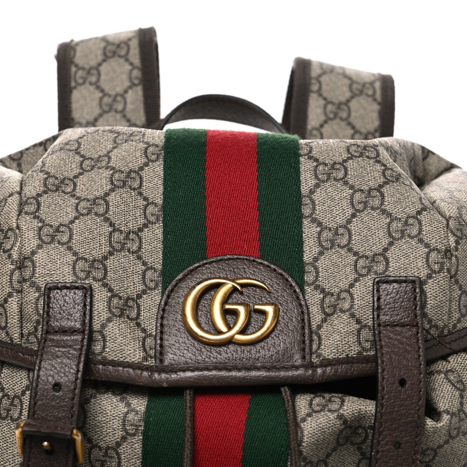 Gucci GG Supreme Monogram Medium Ophidia Double Buckle Backpack Brown 7 of 12