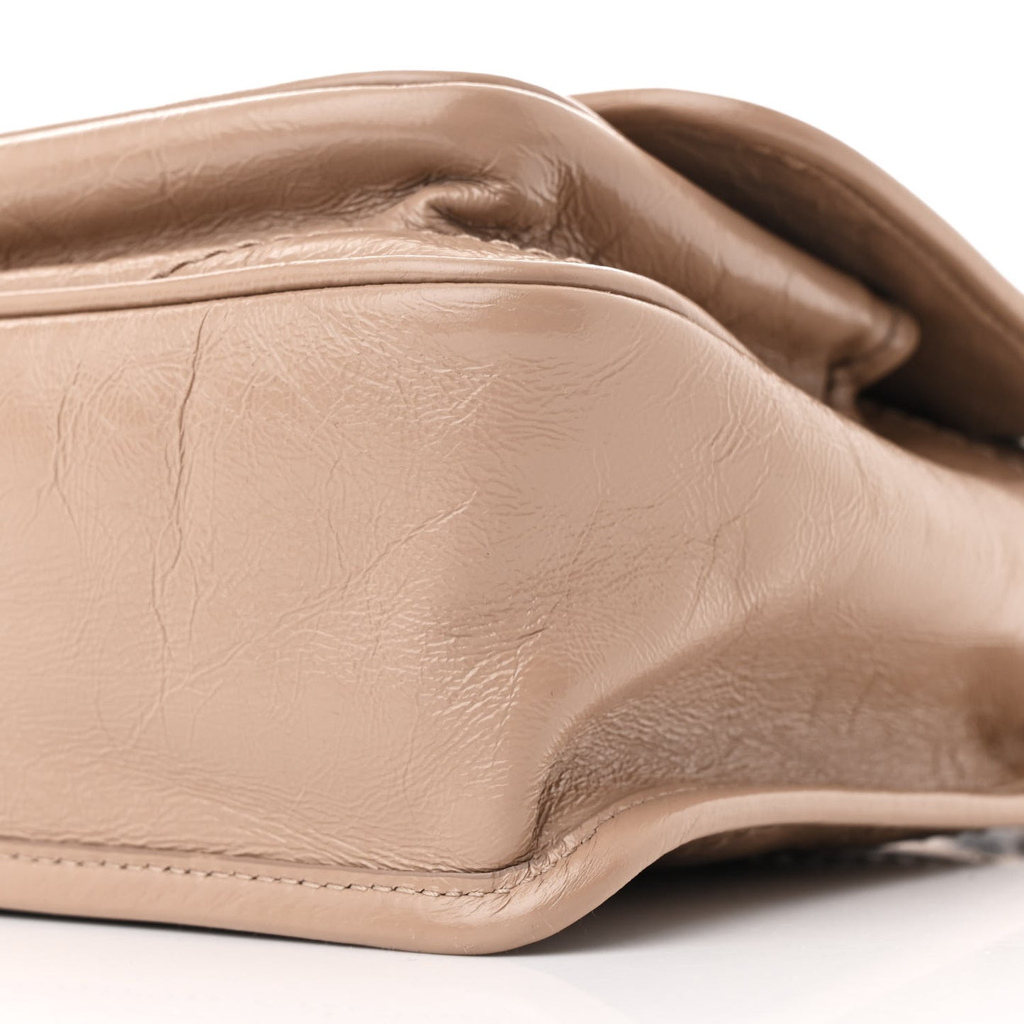 Crinkled Calfskin Matelasse Monogram Baby Niki Chain Satchel Light Taupe