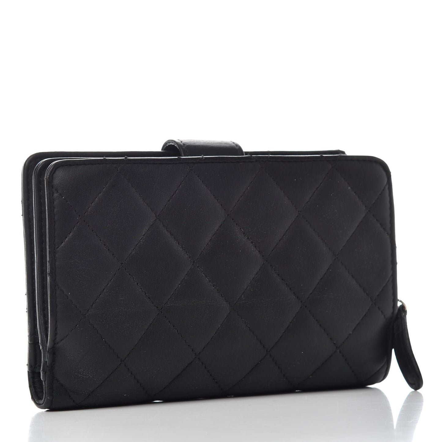 Lambskin Quilted Zipped Pocket Wallet Black