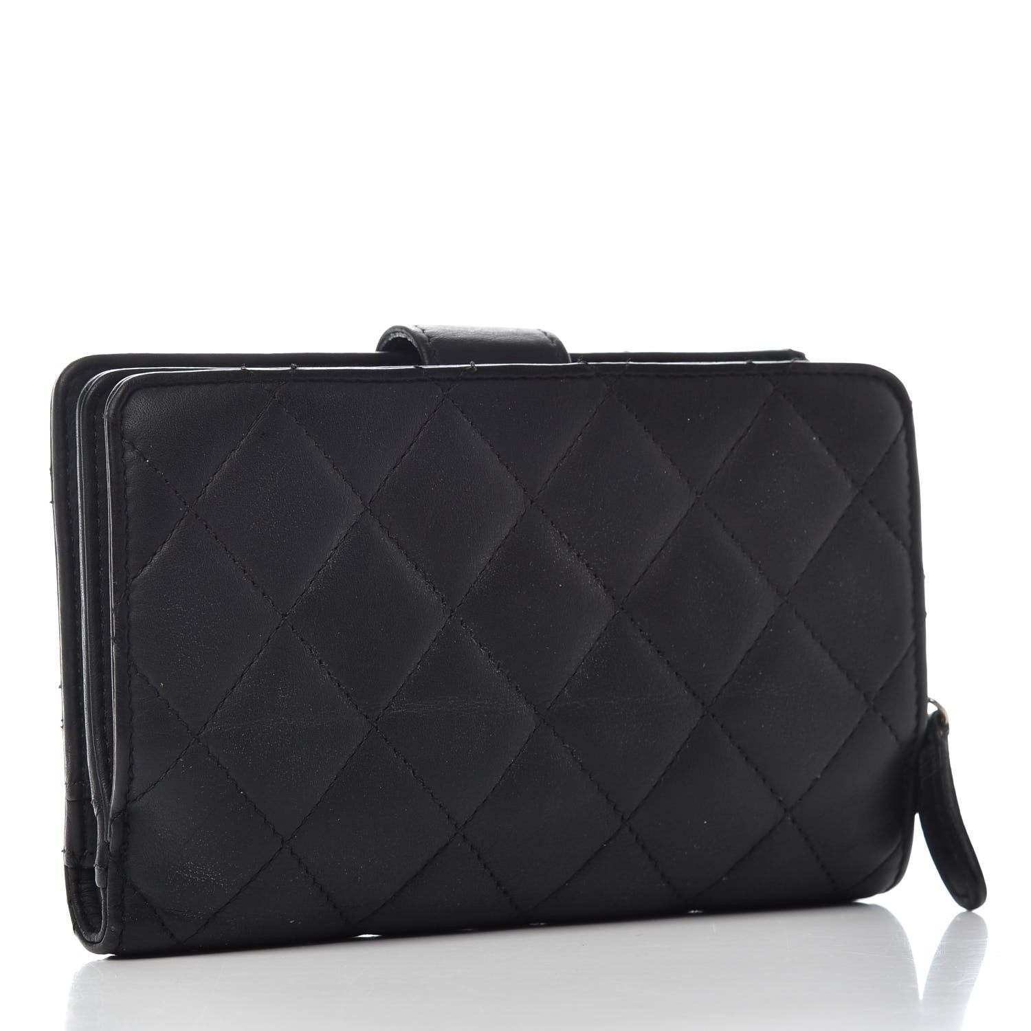 Chanel Lambskin Quilted Zipped Pocket Wallet Black 3 of 8