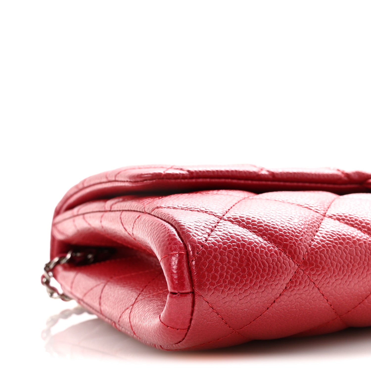 Chanel Caviar Quilted Clutch With Chain Flap Red 9 of 10