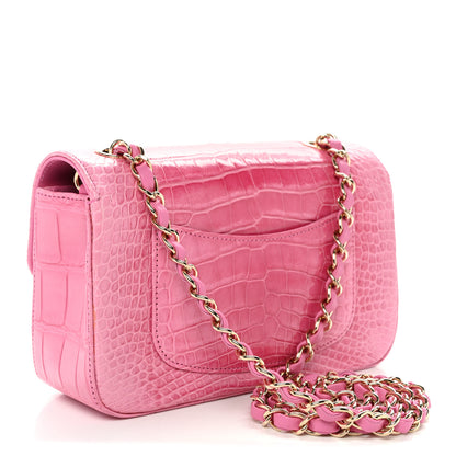 Chanel Shiny Alligator Ombre Mini Rectangular Flap Rose 3 of 10