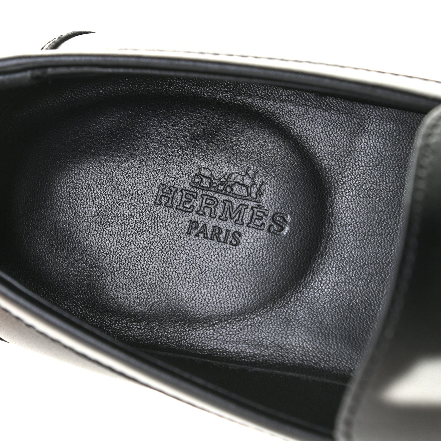 Hermes Calfskin Womens Destin Loafer 37.5 Black 6 of 11