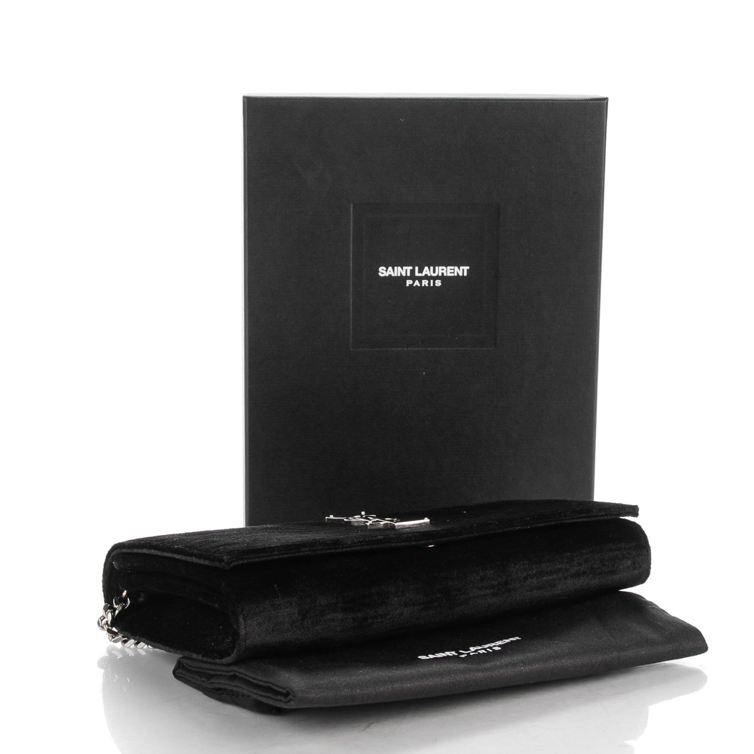Saint Laurent Velvet Monogram Chain Wallet Black 4 of 8