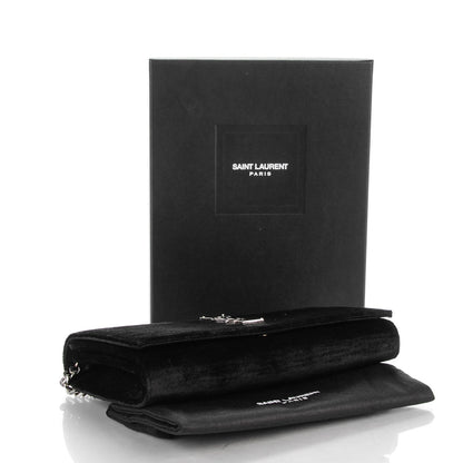 Saint Laurent Velvet Monogram Chain Wallet Black 4 of 8