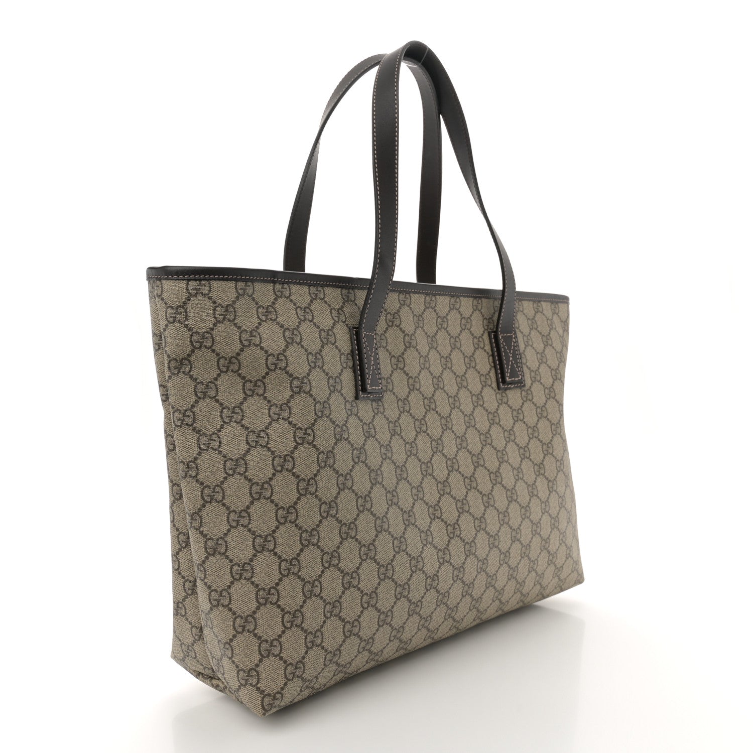 Gucci GG Supreme Monogram Medium Zippered Shopping Tote Dark Brown 3 of 10