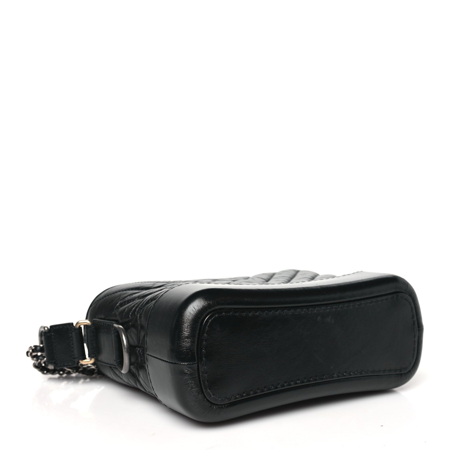 Chanel Aged Calfskin Chevron Quilted Small Gabrielle Hobo Black 3 of 9