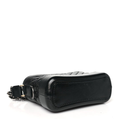 Chanel Aged Calfskin Chevron Quilted Small Gabrielle Hobo Black 3 of 9