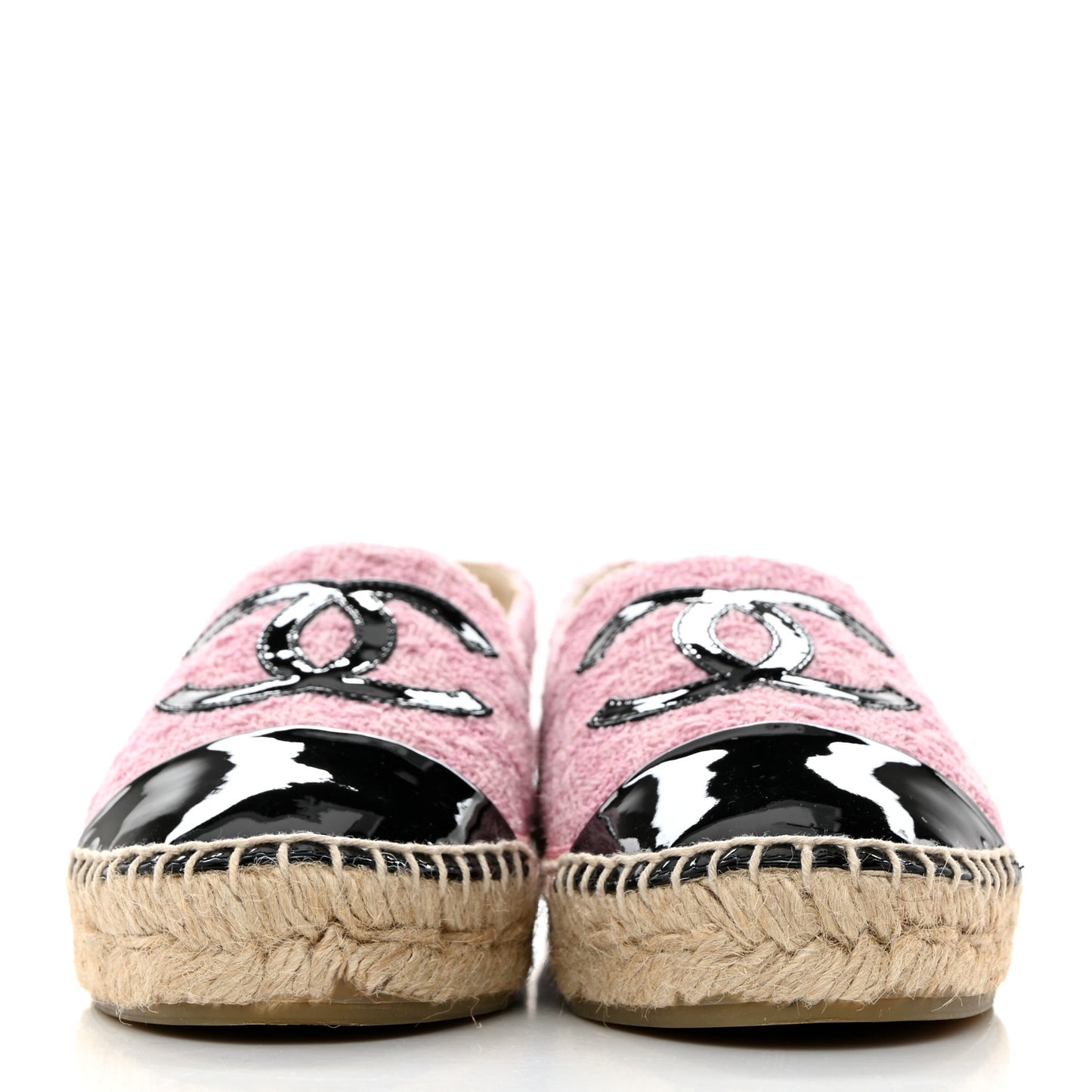 Tweed Patent CC Espadrilles 37 Pink Black