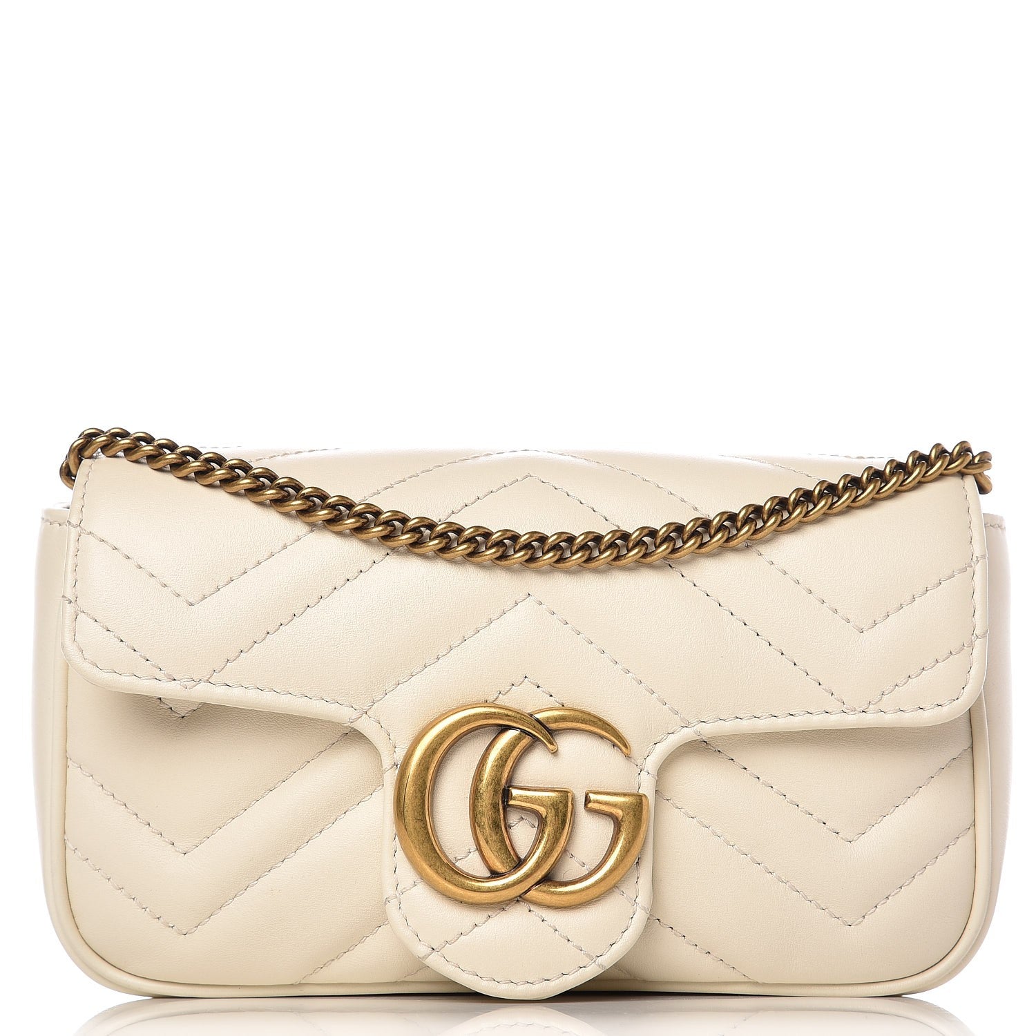 Gucci Calfskin Matelasse Super Mini GG Marmont Shoulder Bag White 1 of 8