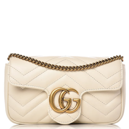 Gucci Calfskin Matelasse Super Mini GG Marmont Shoulder Bag White 1 of 8
