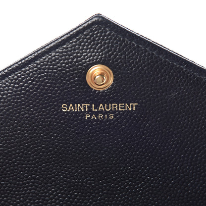 Saint Laurent Grain De Poudre Matelasse Chevron Monogram Chain Wallet Black 6 of 9