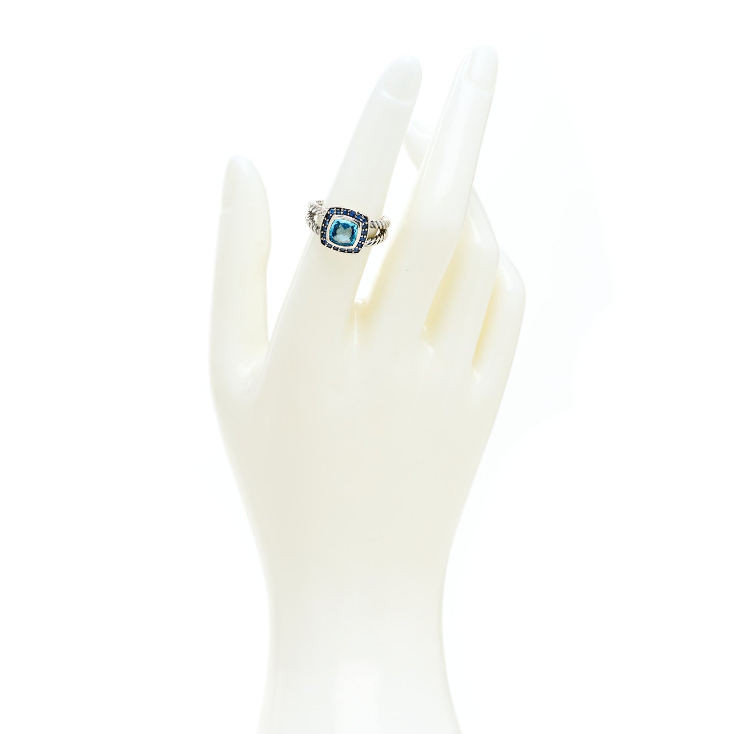 David Yurman Sterling Silver Sapphire Blue Topaz 7mm Petite Albion Ring 53 6.25 2 of 5