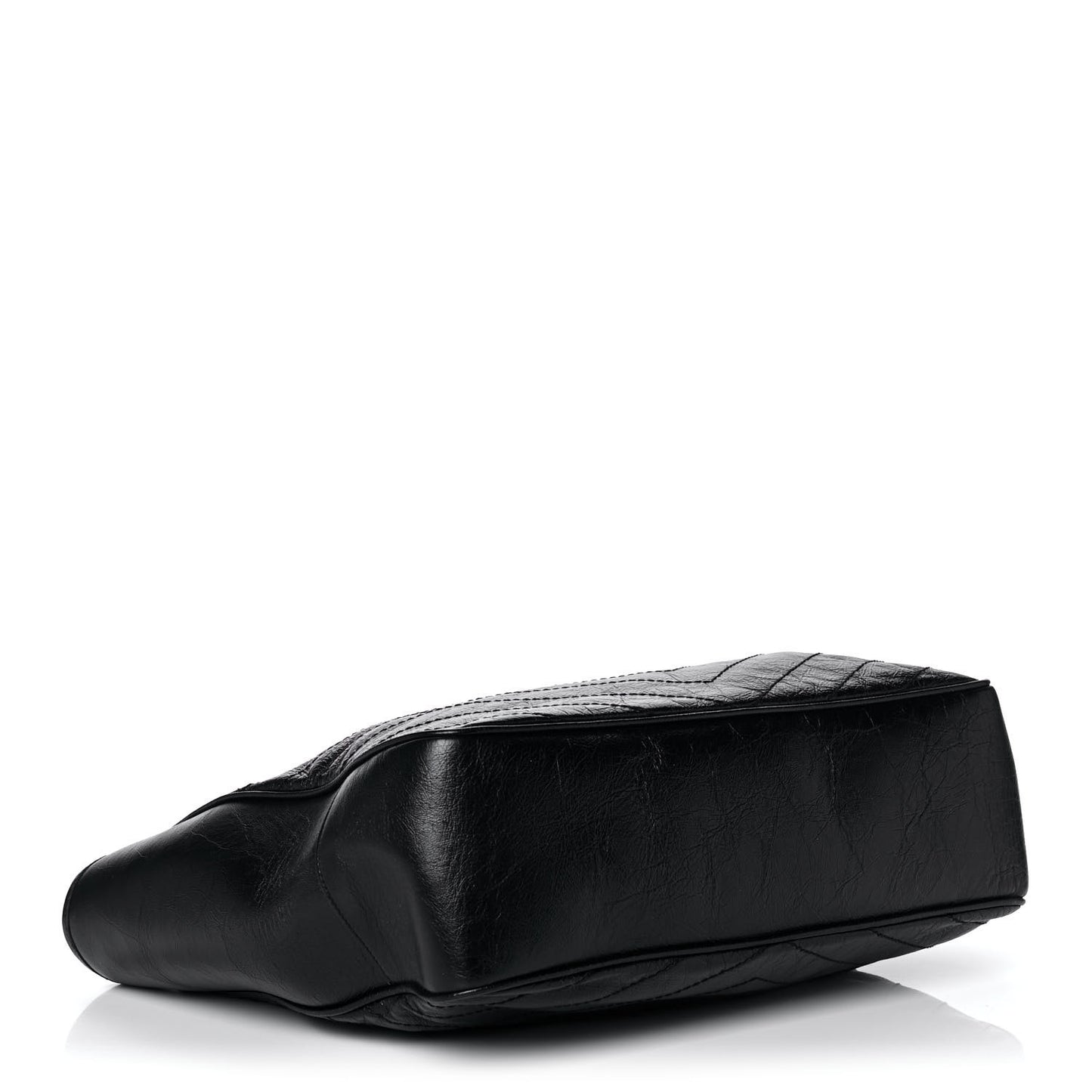 Crinkled Calfskin Matelasse Monogram Large Niki Shopping Tote Bag Black