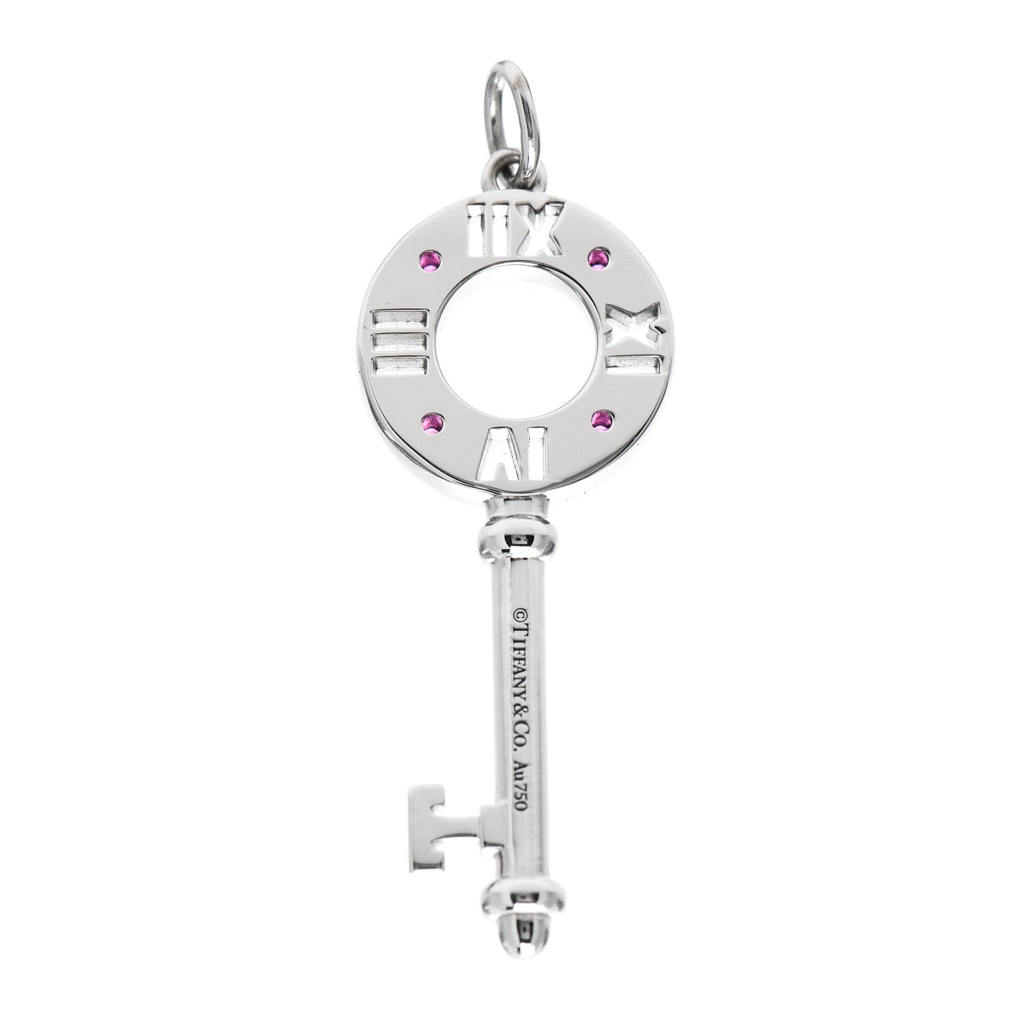 Tiffany 18K White Gold Ruby Atlas Pierced Key Pendant 3 of 5