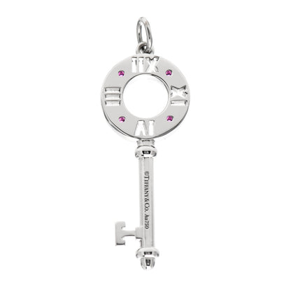 Tiffany 18K White Gold Ruby Atlas Pierced Key Pendant 3 of 5