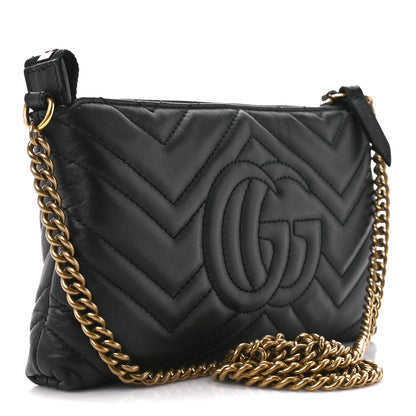 Gucci Calfskin Matelasse Mini GG Marmont Chain Bag Black 3 of 11