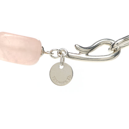 Tiffany Sterling Silver Rose Quartz Twirl Necklace 4 of 5