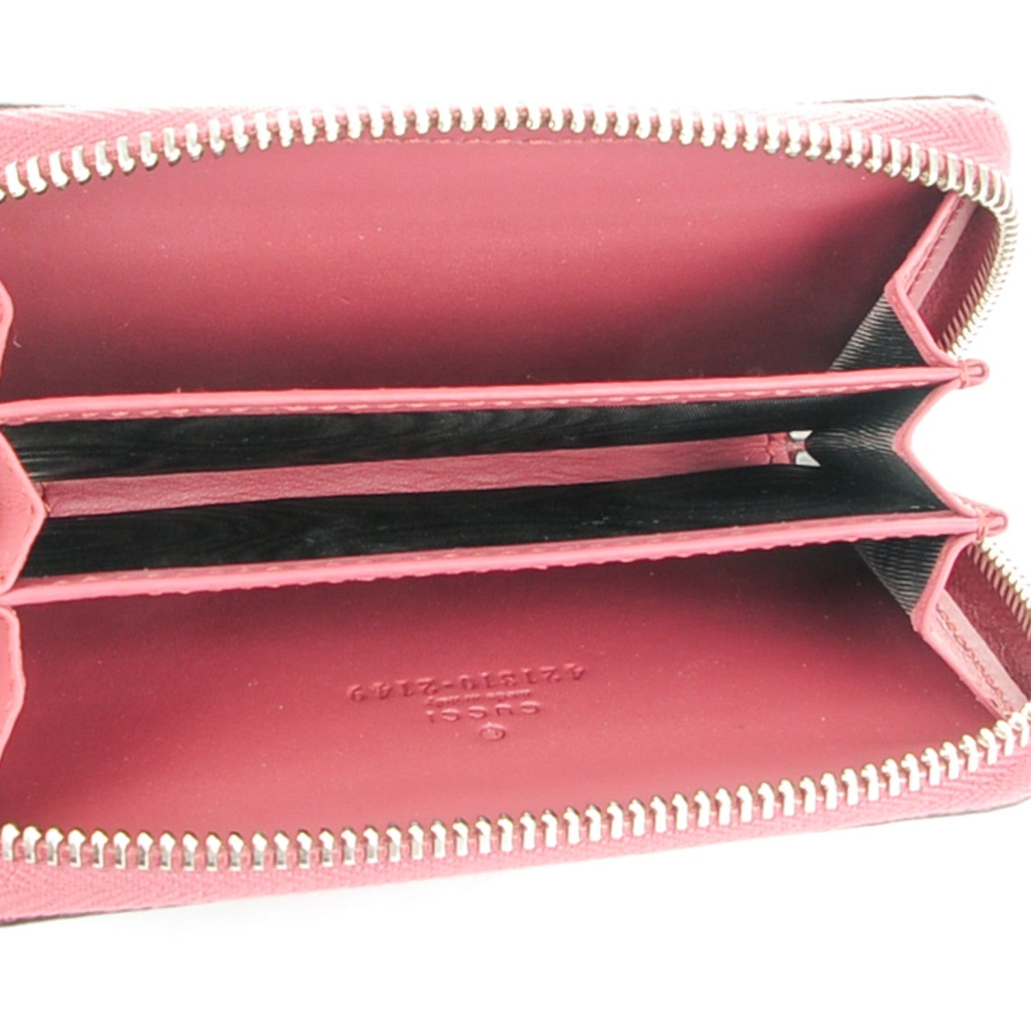 Gucci GG Supreme Monogram Blooms Zip Around Card Case Wallet Beige Multicolor Dry Rose 5 of 6