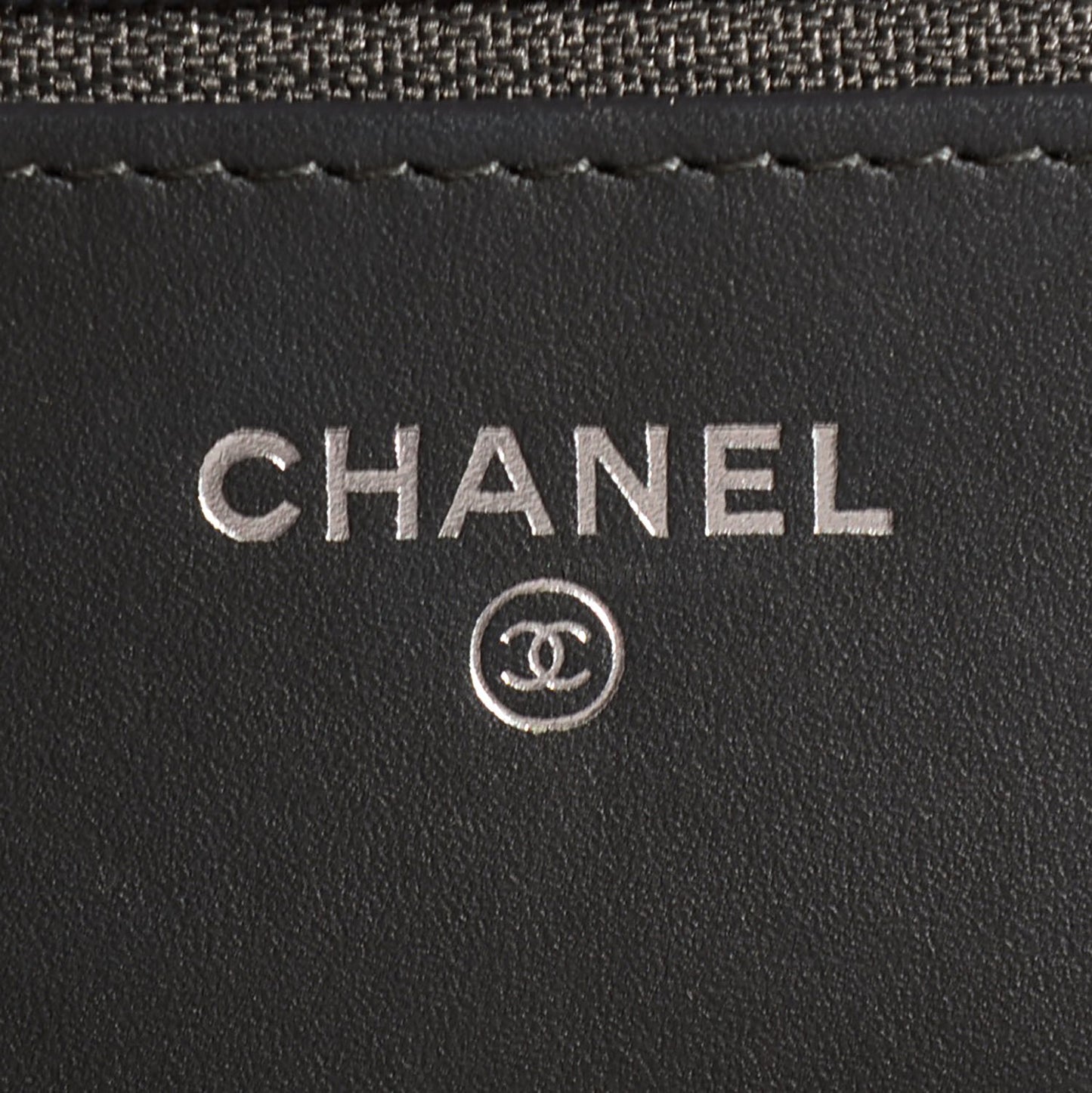 Patent Quilted Wallet On Chain WOC Dark Grey