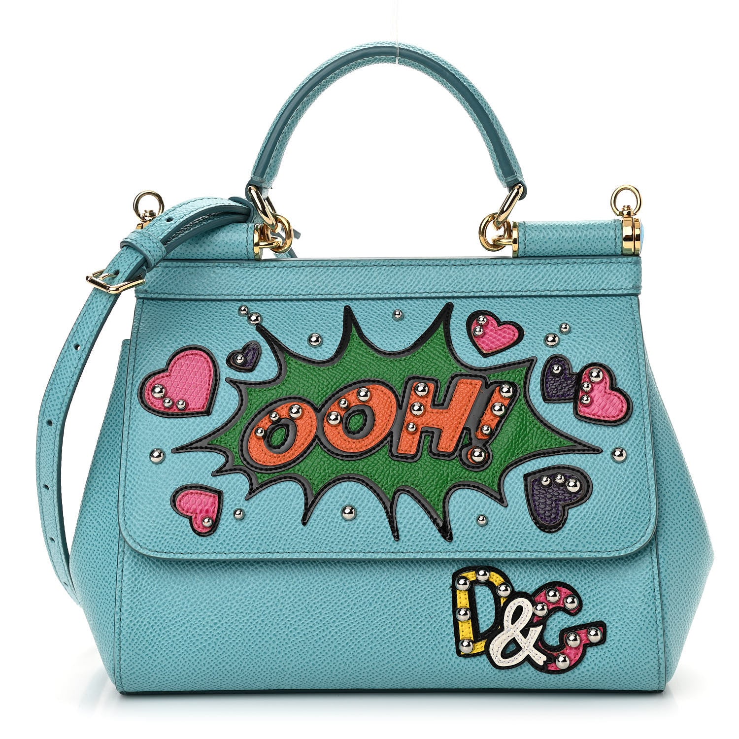 Dolce & Gabbana Dauphine Ooh Patch Medium Miss Sicily Satchel Light Blue 1 of 9