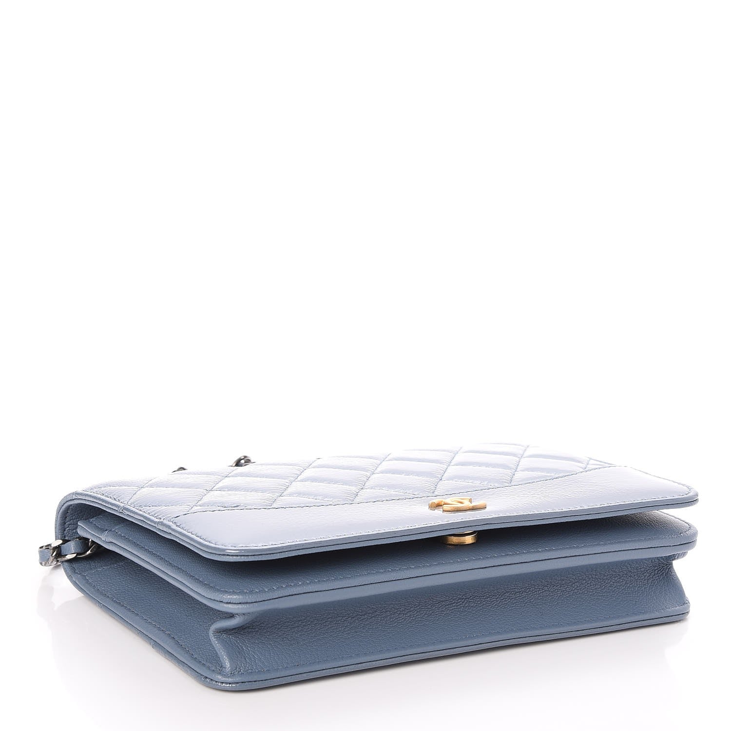 Chanel Patent Goatskin Quilted Gabrielle Wallet On Chain WOC Blue 4 of 9