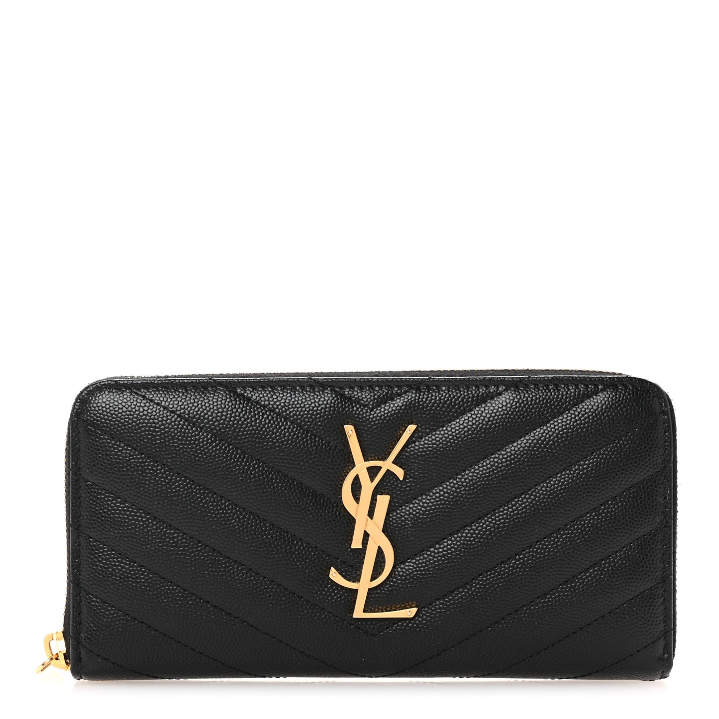 Grain De Poudre Matelasse Chevron Monogram Zip Around Wallet Black