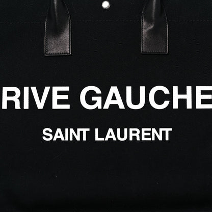 Saint Laurent Linen Calfskin Rive Gauche Tote Black 7 of 13