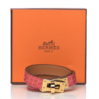 Hermes Shiny Alligator Kelly Double Tour Bracelet T2 Bougainvillea 4 of 7