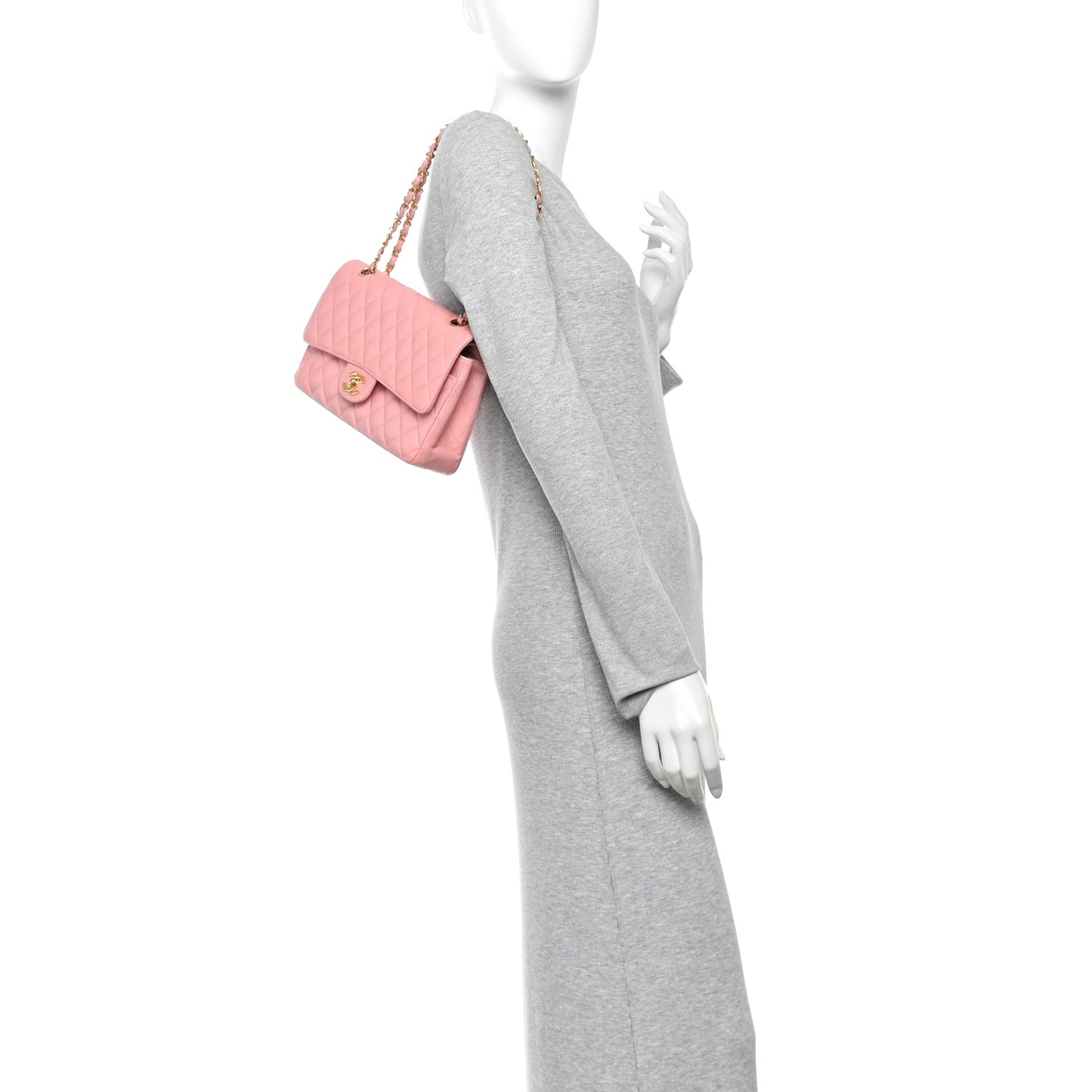 Caviar Quilted Medium Double Flap Pink