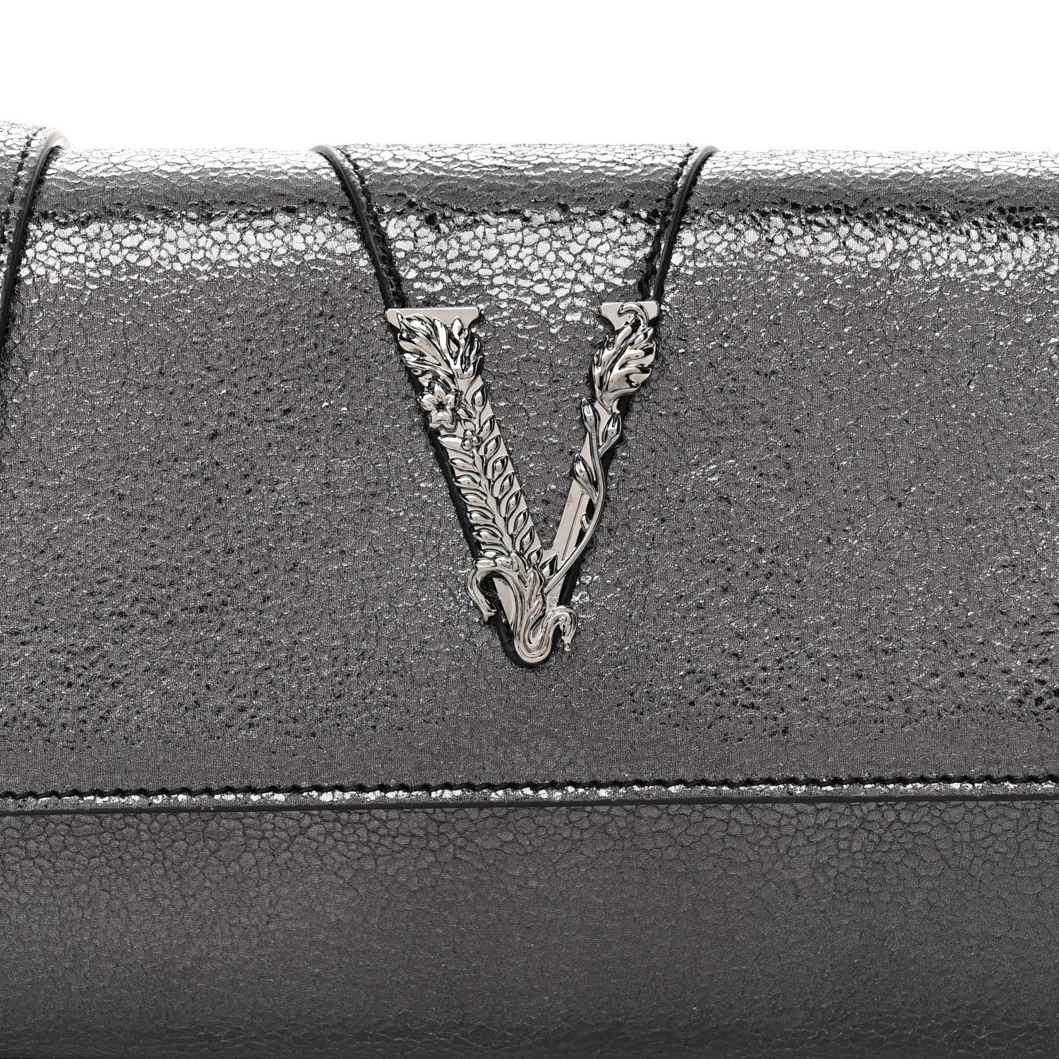 Versace Metallic Calfksin Virtus Wallet On Chain Grey 7 of 10