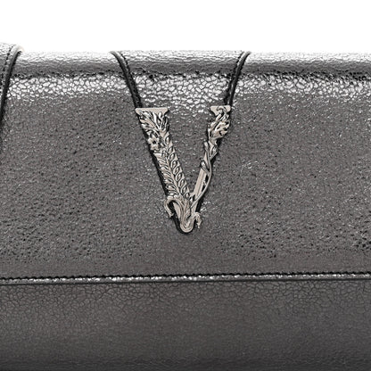 Versace Metallic Calfksin Virtus Wallet On Chain Grey 7 of 10