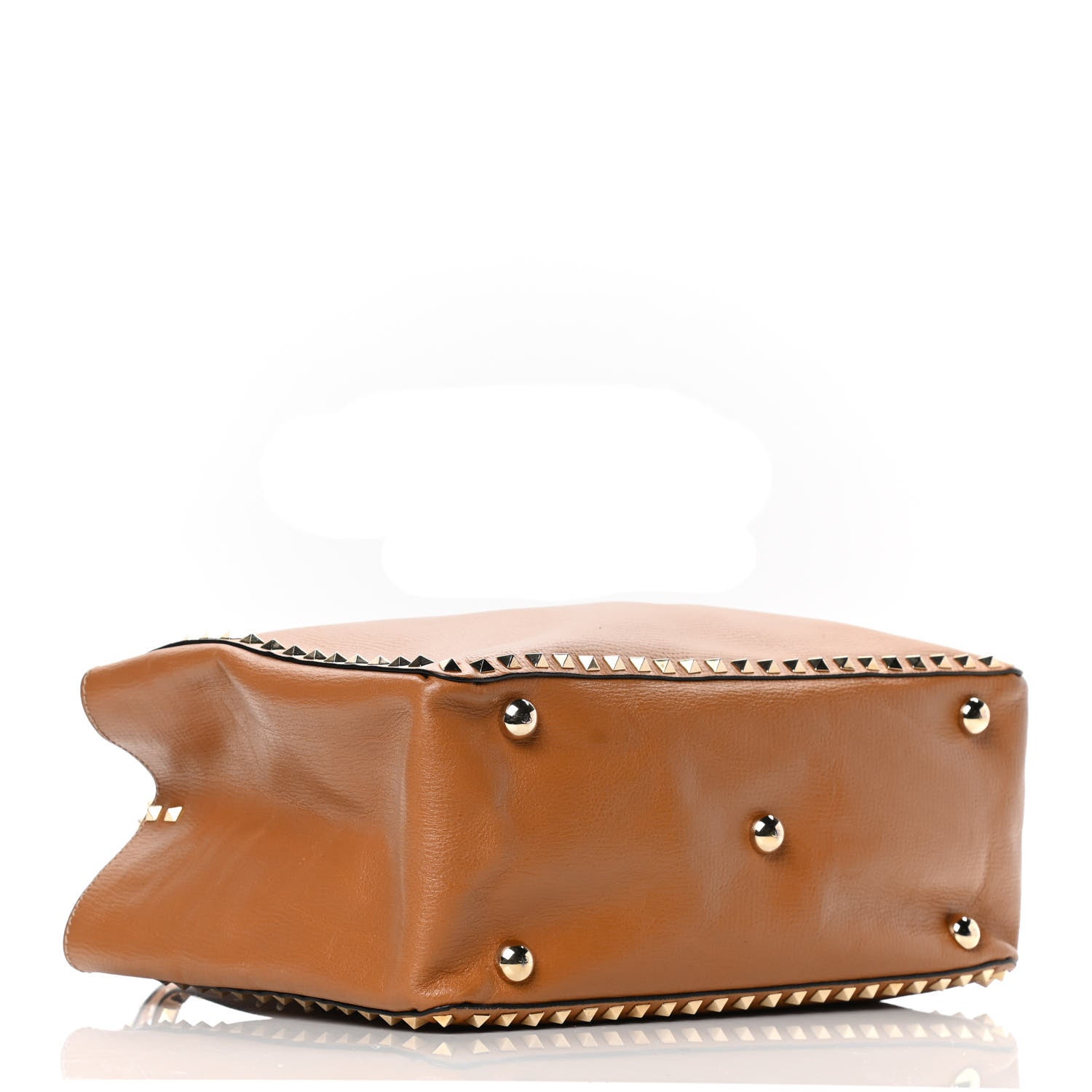 Valentino Garavani Textured Calfskin Medium Rockstud Tote Camel 3 of 5