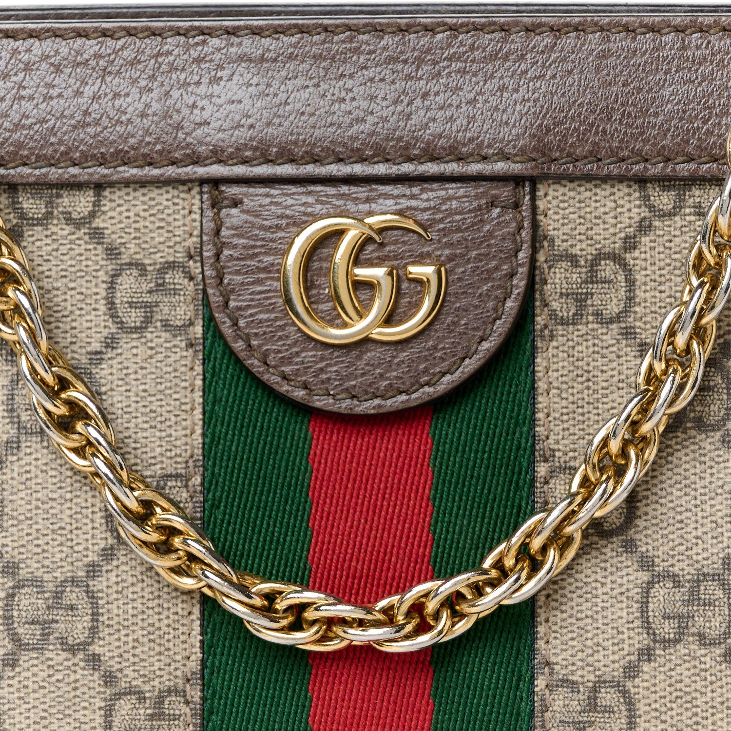 Gucci GG Supreme Monogram Web Small Ophidia Chain Shoulder Bag Brown 9 of 11